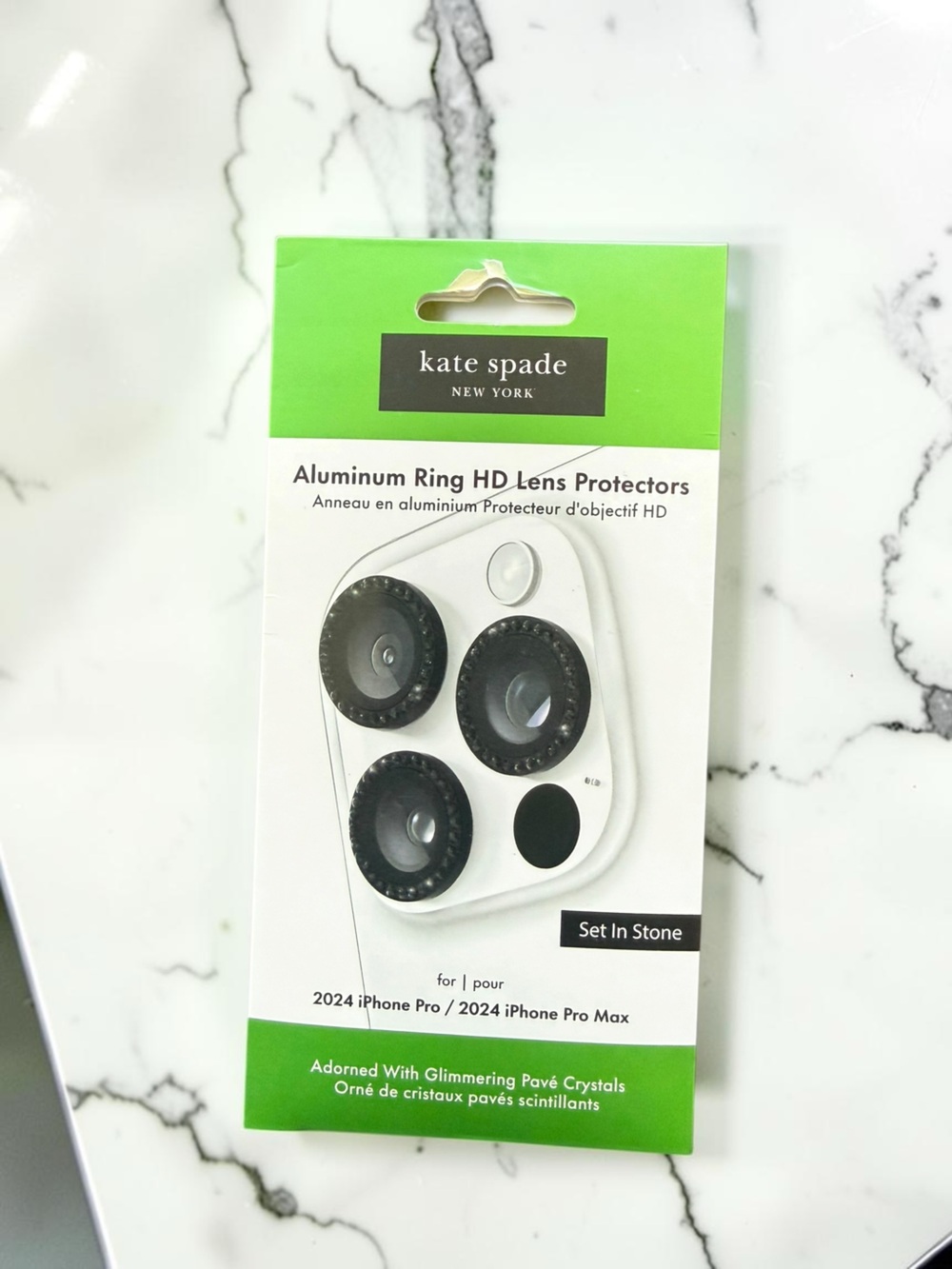 Kate Spade New York Black Crystal HD Camera Lens Protectors | iPhone 16 Pro / Pr